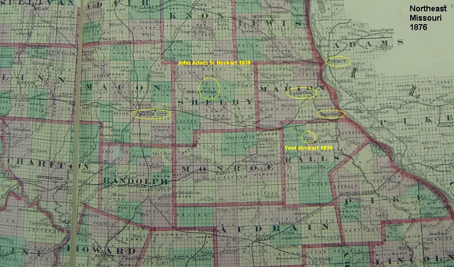 Overview maps of NE Missouri and the Shelbyville/Walkersville area